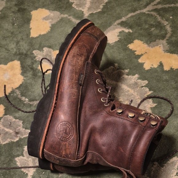 Red Wing Shoes Brown Leather Lace-Up Work Boots - Picture 8 of 13